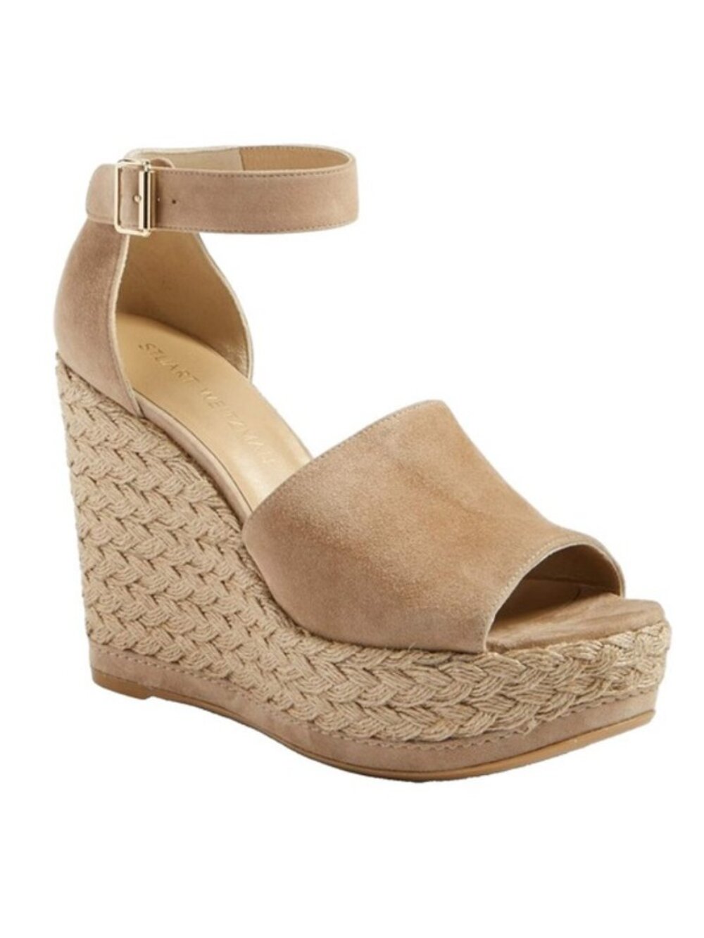 Stuart Weitzman Sohojute Wedge Sandal Espadrille Mojave Suede Tan Size 9M $455 - Picture 1 of 16